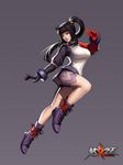  artist_request bare_legs black_hair boots breasts cross-laced_footwear fighting_stance gloves grey_background lace-up_boots large_breasts long_hair official_art ponytail red_eyes ruriy shirt shorts sidelocks solo taut_clothes taut_shirt tencent_qq xuan_dou_zhi_wang 