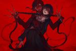  black_hair braids dangan-ronpa fukawa_touko glasses red red_eyes rohit_(dearest24) seifuku 