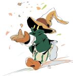  1boy arms_up asumi_chikyuu black_mage_(final_fantasy) blue_coat brown_gloves coat falling_petals final_fantasy final_fantasy_ix full_body gloves hat highres male_focus outstretched_arms pants petals running shoes sketch solo striped_clothes striped_pants vivi_ornitier white_background witch_hat yellow_eyes 