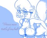  anthro bent_over big_breasts bra breasts callie_briggs cat cleavage clothed clothing english_text eyewear feline female glasses hair inviting long_hair looking_at_viewer mammal monochrome open_mouth panties seductive smile solo swat_kats text underwear 