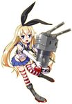  :d anchor black_panties blonde_hair blue_eyes blush elbow_gloves gengorou gloves hair_ornament hairband kantai_collection lifebuoy long_hair looking_at_viewer navel open_mouth panties rensouhou-chan shimakaze_(kantai_collection) skirt smile solo striped striped_legwear thighhighs underwear white_gloves 