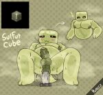  anal anal_masturbation anthro balls belly black_eyes bodily_fluids butt dildo dildo_sitting ejaculation end_rod foreskin genitals goo_creature hi_res humanoid kurozz male masturbation microsoft minecraft mojang musk musk_cloud nipples penetration penis sex_toy slime_(minecraft) solo spiked_penis spikes spikes_(anatomy) sulfur_cube sweat sweaty_butt tail xbox_game_studios yellow_body 