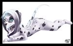  canine dalmatian dog eyewear female glasses heterochromia looking_at_viewer nude rudragon solo 