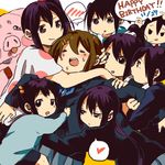  :d :o =_= black_hair blush brown_hair child dated drooling expressionless hair_bobbles hair_ornament happy_birthday heart hirasawa_yui jitome k-on! katayudetamago listen!! long_hair multiple_girls multiple_persona nakano_azusa open_mouth round_teeth sakuragaoka_high_school_uniform school_uniform short_hair smile speech_bubble spoken_blush spoken_heart sweat sweatdrop tareme teeth time_paradox twintails upper_body younger 