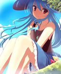  bad_id bad_pixiv_id blue_hair duplicate ha_ru hat hinanawi_tenshi long_hair red_eyes smile solo touhou 