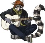  acoustic cute ear_piercing fcsimba fluffy guitar hipster invalid_color invalid_tag lemur male mammal marsupial musician piercing plain_background primate punk ring ring_tailed ring_tailed_lemur scarf sitting smile solo white_background 