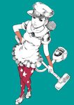  apron black_hair chounorin hair_bun hat jojo_no_kimyou_na_bouken jojolion maid nijimura_kyou pantyhose sketch solo star star_print vacuum_cleaner 