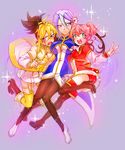  3girls blue_hair boots breasts genderswap high_heel_boots high_heels highres iii_(yuu-gi-ou_zexal) iv_(yuu-gi-ou_zexal) multiple_girls pink_hair siblings sisters skirt thigh_boots thighhighs v_(yuu-gi-ou_zexal) yu-gi-oh! yuu-gi-ou_zexal 