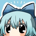  bad_id bad_twitter_id black_eyes blue_hair blush bow cirno lowres rebecca_(keinelove) short_hair touhou 