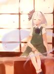  bad_id bad_pixiv_id blush closed_eyes hairband highres konpaku_youmu konpaku_youmu_(ghost) short_hair silver_hair sitting sketch smile solo touhou ume_(plumblossom) wind 