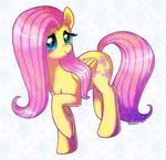  blue_eyes blush cutie_mark equine female feral fluttershy_(mlp) friendship_is_magic fur hair horse long_hair mammal my_little_pony pegasus pink_hair pony puriponii smile solo standing wings yellow_fur 