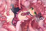  1girl ahoge arms_up ass_visible_through_thighs blush braid breasts censored clothes_lift gesei_sowa grabbed_by_tentacles green_eyes heart heart_censor highres lifting_another's_clothes long_hair navel necktie nipple_stimulation nipple_tweak nipples no_panties open_clothes open_mouth open_shirt original pink_shirt plaid_clothes plaid_skirt pussy_juice rape red_hair red_necktie restrained ribbon shirt skirt skirt_lift slime_(substance) small_breasts spread_legs tentacle_sex tentacles thighs trembling vaginal very_long_hair 
