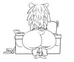  animal_crossing apron big_butt butt female hedgehog huge_butt mammal monochrome nintendo sable_able unknown_artist video_games wide_hips 