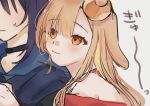  2girls absurdres animal_ears bare_shoulders black_choker black_hair blonde_hair blue_hoodie blush cho_kaguya-hime! choker commentary crescent crescent_hair_ornament hair_ornament highres hood hoodie hug hug_from_side kaguya_(cho_kaguya-hime!) long_hair lop_rabbit_ears medium_hair mugita_01 multiple_girls orange_eyes rabbit_ears sakayori_iroha sketch translated untranslatable_commentary white_background yuri 