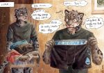  2026 akatan_art anthro bernese_mountain_dog blush canid canine canis clothed clothed_anthro clothed_male clothing comic dialogue domestic_dog english_text felid fully_clothed fully_clothed_anthro fully_clothed_male fur grey_body grey_fur hi_res holding_clothing holding_object holding_underwear laundry laundry_basket leopard_spots male mammal markings molosser mountain_dog multiple_scenes pantherine sniffing snow_leopard solo speech_bubble spots spotted_body spotted_fur standing swiss_mountain_dog text thought_bubble underwear wide_eyed 