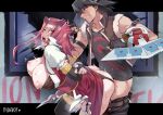  1boy 1girl :o arms_behind_back bent_over black_dress black_gloves black_hair black_panties black_shirt blonde_hair blush bouncing_breasts bound bound_arms breasts breasts_out brown_jacket clothed_sex clothes_pull corset cum cum_overflow dress dress_pull duel_disk elbow_gloves female_ejaculation fudo_yusei garter_straps gloves grin hetero holding holding_leash izayoi_aki jacket large_breasts leash leash_pull long_hair looking_at_another mibry_(phrysm) multicolored_hair nipples open_clothes open_jacket panties pants pants_pull panty_pull pussy_juice pussy_juice_trail red_corset red_dress red_hair rough_sex sex sex_from_behind shirt smile spiked_hair standing standing_sex streaked_hair teeth thighhighs tongue tongue_out torn_clothes torn_jacket torn_sleeves underwear upper_teeth_only yellow_eyes yu-gi-oh! yu-gi-oh!_5d's 