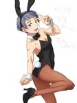  @@@ animal_ears ass bad_id bad_pixiv_id blue_eyes bow bowtie bunny_boy bunny_ears bunny_tail bunnysuit crossdressing detached_sleeves free! grey_hair high_heels leg_lift male_focus mole mole_under_eye nitori_aiichirou open_mouth pantyhose smile solo tail v 