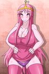  1girl adventure_time breasts huge_breasts long_hair pink_hair princess_bonnibel_bubblegum thighhighs underwear 