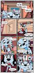  101_dalmatian_street 101_dalmatians absurd_res canid canine canis comic d.j._(101_dalmatians) dalmatian dawkins_(101_dalmatians) delilah_(101_dalmatians) disney dolly_(101_dalmatians) domestic_dog doug_(101_dalmatians) dylan_(101_dalmatians) english_text female feral group hi_res hug leg_markings male mammal markings mentioned_character offscreen_character redundantmodule socks_(marking) speech_bubble text 
