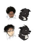  1boy animalization black_eyes black_hair clenched_teeth cravat dog face levi_(shingeki_no_kyojin) open_mouth shingeki_no_kyojin short_hair teeth zencelot 