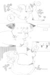  absurdres anger_vein bandaid bird cat coke-bottle_glasses duck glasses highres hitting mousse_(duck)_(ranma_1/2) mshamusha_62 multiple_views ranma_1/2 shampoo_(cat) simple_background speech_bubble translation_request white_background 