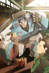  black_hair blonde_hair blue_eyes bottle bottles break_down_(transformers) breakdown_(transformers) cape green_eyes highres loki_(marvel) machine marvel multiple_boys robot smile thor_(marvel) transformers_prime 