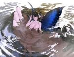  2girls absurdres asymmetrical_horns black_flower black_hair black_horns black_nails blue_nails breasts butterfly_wings commentary_request completely_nude demon_horns fairy female_pov fingernails flower hair_flower hair_ornament hand_in_own_hair highres holding holding_mini_person hololive hololive_english horn_flower horns in_palm insect_wings large_breasts light_blush long_pointy_ears looking_at_viewer mini_person minigirl mole mole_under_eye multiple_girls nail_polish nerissa_ravencroft notice_lines nude parted_lips pointy_ears pov red_eyes ripples shiori_novella size_difference solo_focus uneven_horns virtual_youtuber water water_drop wet wet_hair white_flower wings yomosaka 