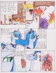  blue_fur blue_hair building chaostone choastone comic crown cutie_mark dialog duo english_text equine female feral fire flames friendship_is_magic fur glowing green_eyes hair horn horse long_hair looking_back mammal multi-colored_hair my_little_pony open_mouth outside plain_background pony princess_luna_(mlp) red_eyes royalty teeth text tongue undead winged_unicorn wings zombie 