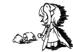  1girl absurdres bow broken chibi chibi_only commentary_request daiyousei facing_away fairy fairy_wings greyscale hair_bow highres monochrome one-hour_drawing_challenge one_side_up piggy_bank skirt solo touhou ve1024 wings 