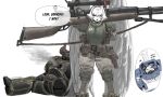  1girl adeptus_astartes armor bird_legs black_legion_(warhammer_40k) carcharodons chaos_space_marine chef_hat dreadnought_(warhammer_40k) feathered_wings gun hat highres hole_in_chest hole_on_body huge_weapon owl_girl power_armor rifle salamander_(popo51332877) sniper_rifle terminator_armor tyberos_the_red_wake warhammer_40k weapon white_hair wings 