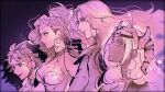  2boys 2girls absurdres armor breasts cai_(fire_emblem) circlet cleavage commentary_request crescent crescent_earrings dark-skinned_female dark-skinned_male dark_skin dietrich_(fire_emblem) earrings fire_emblem fire_emblem:_fortune's_weave high_ponytail highres hood hood_down hoodie hoop_earrings jewelry kinky_hair leda_(fire_emblem) lineup long_hair medium_breasts mofu2chikuwa multiple_boys multiple_girls ponytail theodora_(fire_emblem) very_long_hair 