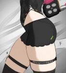  1girl absurdres bad_source black_shorts black_thighhighs cissia_(zenless_zone_zero) from_side grey_background highres i_s_s_h_i_n legs lower_body shorts snake_girl snake_tail solo tail thighhighs thighs zenless_zone_zero 