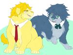  animalization ascot collar dio_brando dog jojo_no_kimyou_na_bouken jonathan_joestar lion necktie no_humans 