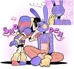  ... 1boy 1girl 445ties @_@ animal_ears asymmetrical_footwear asymmetrical_gloves black_hair blue_gloves blue_hat blue_shoes blush colored_sclera colored_teeth commentary furry furry_male gloves hat hetero highres jax_(the_amazing_digital_circus) jester_cap kiss kissing_eye leg_warmers mismatched_footwear mismatched_gloves mismatched_shoes one_eye_closed overalls pink_overalls pomni_(the_amazing_digital_circus) rabbit_boy rabbit_ears red_gloves red_hat red_shoes shoes smile the_amazing_digital_circus two-tone_hat yellow_gloves yellow_leg_warmers yellow_sclera yellow_teeth 