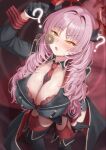  1girl ? @_@ absurdres between_breasts black_boots black_cape black_gloves black_skirt blue_archive blush boots bra bra_peek breasts cape cleavage clothes_between_breasts coin coin_on_string commentary_request demon_horns drooling fangs fold-over_boots garter_straps gloves grin halo highres holding holding_pendulum holed_coin horns hypnosis indoors long_hair long_sleeves looking_at_viewer looking_up mind_control mole mole_on_breast motion_blur multicolored_horns necktie necktie_between_breasts pendulum pink_hair red_bra red_garter_straps red_halo red_horns red_necktie red_thighhighs red_wrist_cuffs saliva satsuki_(blue_archive) self_hypnosis sideboob skirt smile solo sweat tagi_(dltjdgh2010) thigh_boots thighhighs thighs two-tone_horns underwear wrist_cuffs 