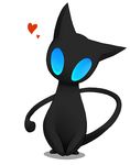  bad_pixiv_id black_cat blue_eyes cat cross_akiha heart looking_at_viewer no_humans simple_background tail white_background 
