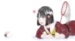  2girls anger_vein animal_ears black_hair blunt_bangs blunt_ends bob_cut brown_dress butterfly_net ceras_yanagida_lilienfeld commentary_request dress fleeing flower flower_knot green_eyes grey_hair hair_flower hair_ornament hair_ribbon hand_net hasu_no_sora_school_uniform holding holding_butterfly_net jerry_(tom_and_jerry) long_sleeves love_live! love_live!_hasu_no_sora_jogakuin_school_idol_club lying momose_ginko mouse_ears mouse_girl mouse_tail multiple_girls neckerchief on_stomach open_mouth pink_ribbon ribbon running sailor_collar sailor_dress school_uniform short_hair simple_background sweatdrop tail tom_and_jerry v-shaped_eyebrows virtual_youtuber white_background white_sailor_collar winter_uniform yellow_neckerchief yoruneko_yashiro 