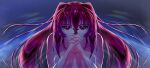  1girl ahoge breasts commentary_request completely_nude doll hair_down hair_intakes highres holding holding_doll interlocked_fingers kagami_sumika laser_q long_hair looking_at_viewer muv-luv muv-luv_alternative nude own_hands_clasped own_hands_together red_eyes red_hair solo very_long_hair 