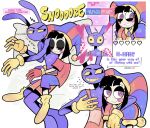  1boy 1girl 445ties animal_ears arm_around_shoulder black_eyes black_hair blue_eyes blue_hat colored_sclera colored_teeth commentary cuddling english_text flying_sweatdrops furry furry_male gloves hat heart hetero highres jax_(the_amazing_digital_circus) jester_cap lying multicolored_eyes on_side pillow pixel_heart pomni_(the_amazing_digital_circus) rabbit_boy rabbit_ears red_eyes red_gloves red_hat red_shirt shirt snoring straddling the_amazing_digital_circus two-tone_eyes two-tone_hat yellow_gloves yellow_sclera yellow_teeth 