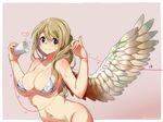 angel_wings bikini_top blonde_hair blue_eyes bottomless breasts cleavage dantyo0 highres k-on! kotobuki_tsumugi large_breasts long_hair solo string_phone wings 