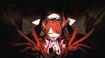  2girls black_hair commentary elisbian elizabeth_rose_bloodflame english_commentary enigmatic_recollection highres hololive hololive_english long_hair multiple_girls nerissa_ravencroft red_eyes red_hair solo_focus string string_of_fate virtual_youtuber 