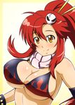  bikini_top blush breasts diesel-turbo gloves hair_ornament large_breasts long_hair ponytail red_hair scarf smile solo tengen_toppa_gurren_lagann yellow_eyes yoko_littner 