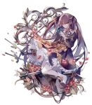  1girl absurdres arcaea bib_collar black_dress black_hair black_ribbon blue_butterfly blue_eyes bow bug butterfly butterfly_on_hand commentary dress dress_bow flower footwear_bow frilled_dress frills full_body gothic_lolita hair_ornament hair_ribbon highres lolita_fashion long_hair long_sleeves neck_ribbon plant planted red_flower red_rose rei_rigel ribbon ring_hair_ornament rose shoes simple_background solo tairitsu_(arcaea) tairitsu_(axium)_(arcaea) vines white_background white_shoes 