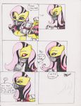  blood chaostone choastone clothed clothing comic dialog english_text equine eyes_closed feathers female feral fluttershy_(mlp) flying friendship_is_magic fur hair horse long_hair looking_back mammal mask my_little_pony pegasus pony sword text two_tone_hair weapon wings yellow_fur 