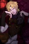  bad_id bad_pixiv_id blonde_hair dio_brando highres jojo_no_kimyou_na_bouken male_focus mask red_eyes shumiichi solo stone_mask_(jojo) vampire 