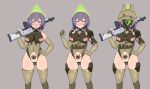  1girl ainagi alternate_costume alternate_halo aqua_eyes assault_rifle bar_censor blue_archive blue_eyes blush breasts censored commentary_request corruption covered_navel elbow_gloves gas_mask gloves grey_background grin gun halo hand_on_own_hip helmet holding holding_gun holding_weapon kaiser_pmc_(blue_archive) lahti-saloranta_m/26 large_breasts leotard light_machine_gun looking_at_viewer machine_gun mask multiple_views nipple_cutout nipples object_insertion open_mouth over_shoulder pubic_tattoo purple_hair pussy rifle saki_(blue_archive) short_hair simple_background smile standing tattoo thighhighs v-shaped_eyebrows vaginal vaginal_object_insertion variations weapon weapon_over_shoulder 