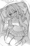  1girl absurdres anger_vein blue_archive blush breasts hair_between_eyes hair_ornament hair_scrunchie halo highres hoangryu long_hair looking_at_viewer low_side_ponytail monochrome nightgown nozomi_(blue_archive) nozomi_(kujibikido)_(blue_archive) official_alternate_costume open_mouth pointy_ears scrunchie short_sleeves side_ponytail small_breasts solo spoken_anger_vein tail very_long_hair 