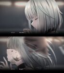  1girl absurdres arknights cat_girl closed_eyes coffee coffee_mug cup green_hair highres kal'tsit_(arknights) meme mug okukin_07 short_hair smack this_is_fine_(meme) 