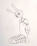 absurd_res anthro bdsm biped bondage bound breasts female fur glitch_productions graphite_(artwork) hi_res jax_(tadc) kneeling lagomorph leporid mammal monochrome mothmans-mothballs rabbit restraints rope rope_bondage scut_tail short_tail simple_background sitting small_breasts solo submissive submissive_female tail the_amazing_digital_circus traditional_media_(artwork) trans_(lore) trans_woman_(lore)