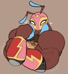 ambiguous_gender ant antennae_(anatomy) anthro armwear arthropod bat blush blush_lines brown_body brown_eyes brown_fur brown_hair carameltsi clothing colored curly_hair dot_eyes duo elbow_pads empty_eyes exoskeleton fangs female flexing freckles fur hair heart_symbol hi_res hug hymenopteran insect la_reina_(rivals_of_aether) lucha_libre_mask mammal mandibles mask motion_lines muscular muscular_female rivals_of_aether simple_background simple_eyes smile smiling_eyes sports_mask sportswear teeth ti-ti wearing_mask white_eyes wrestling_mask